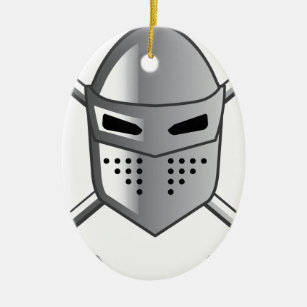 Knight's helmet and Crossed swords Vector Ceramic Ornament