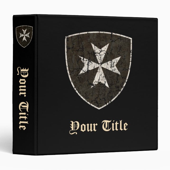 Knights Hospitaller Cross, Distressed Binder (Front/Spine)