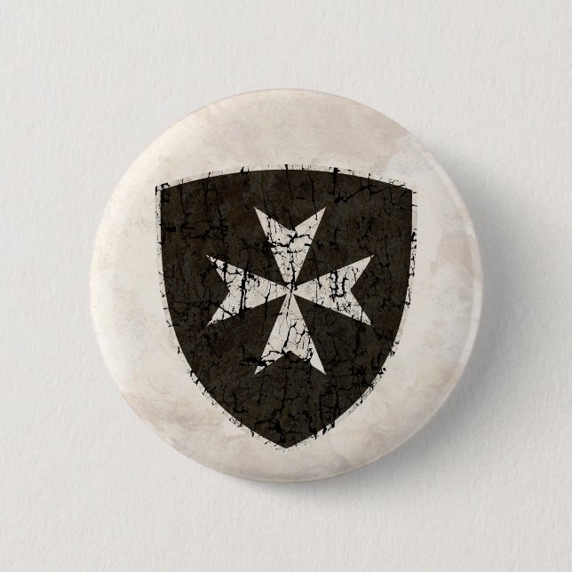 Knights Hospitaller Cross, Distressed Button (Front)