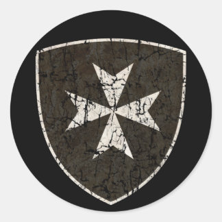 Knights Hospitaller Cross, Distressed Classic Round Sticker