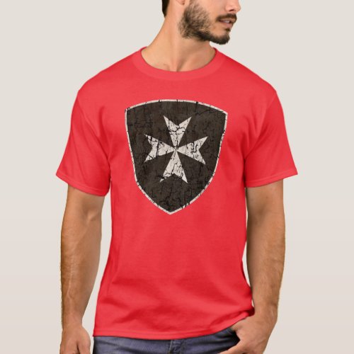 Knights Hospitaller Cross Distressed T_Shirt