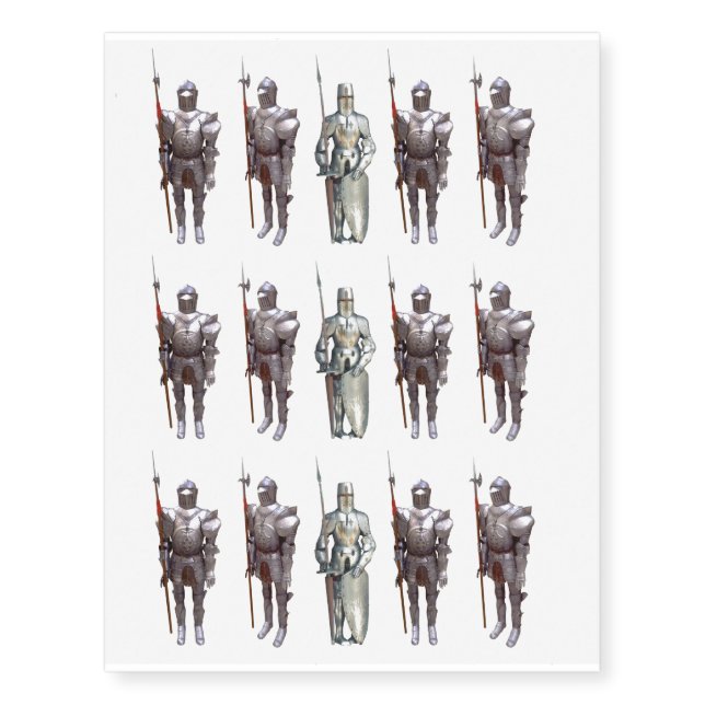 Knights in Armor Design Temporary Tattoos (Front)
