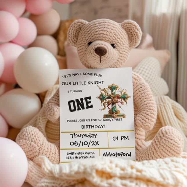 Knights In Armor Party First Birthday  Invitation (Creator Uploaded)
