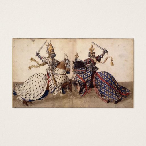 Customizable Knights jousting business card templates
