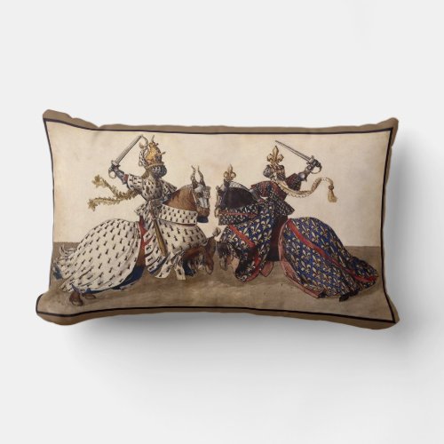 Knights jousting lumbar pillow