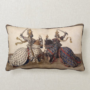 Knights jousting lumbar pillow