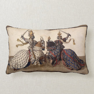 Knights jousting lumbar pillow
