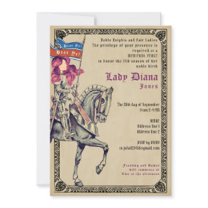 Knights & Ladies Medieval Feast & Joust Birthday Invitation