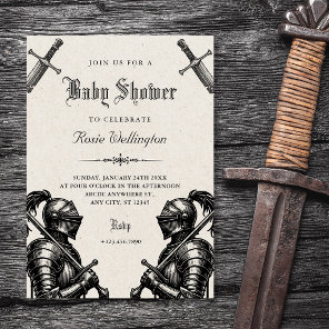 Knights medieval baby shower invitation