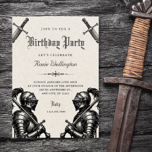 Knights medieval birthday invitation
