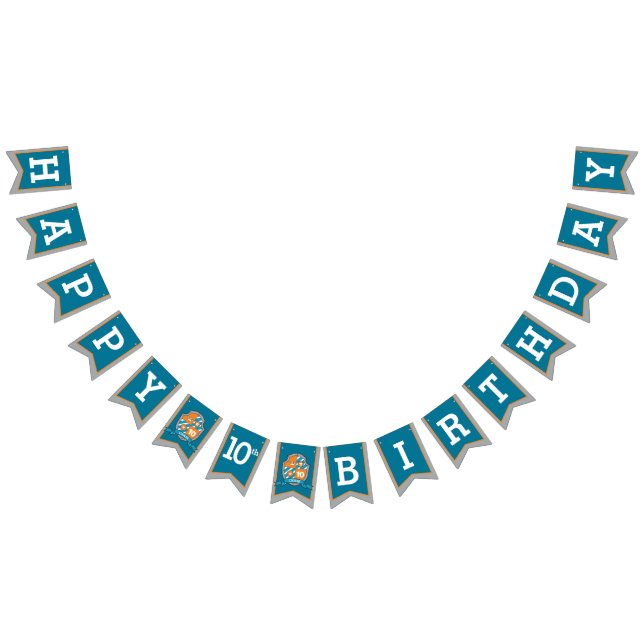 Knights medieval Happy Birthday 10th gray bunting Flags (All)