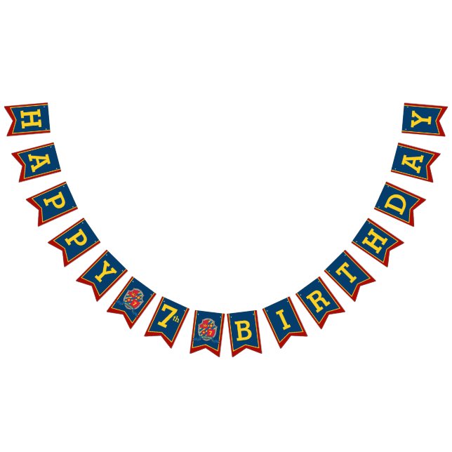 Knights medieval Happy Birthday kids bunting flag (All)