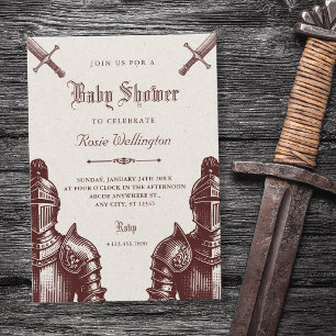 Knights medieval vintage baby shower invitation