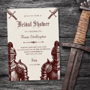 Knights medieval vintage bridal shower invitation