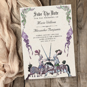 Knights medieval wedding save the date