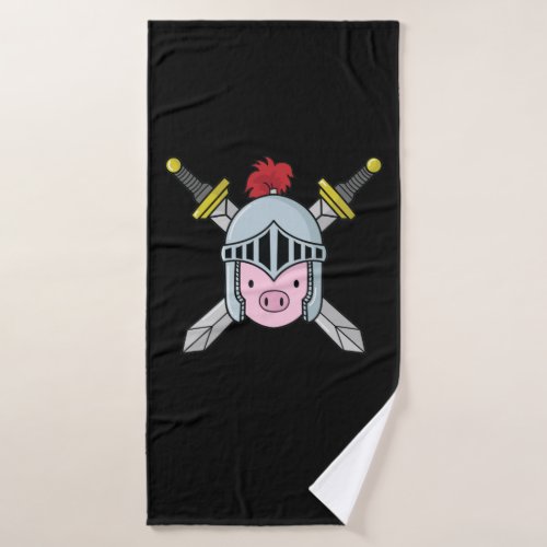 Knights of pigs with armor helmet and sword bath towel
