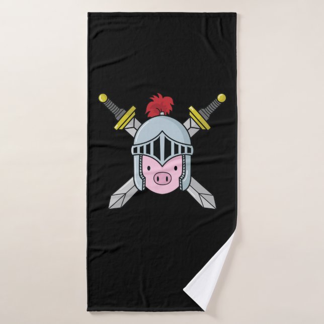Knights of pigs with armor helmet and sword bath towel (Bath Towel)