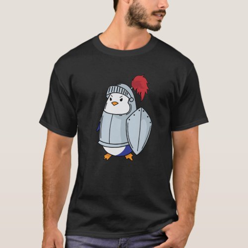 Knights penguin with armor and shield T_Shirt