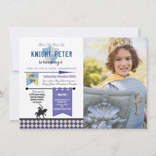 Knights Princess Knight Birthday Party Photo Invitation