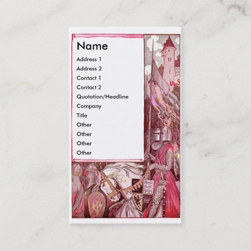 Knights Riding Horses Bearing Shields Business Card Template
