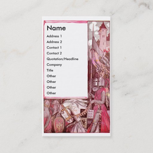Customizable Knights Riding Horses Bearing Shields Business Card Template