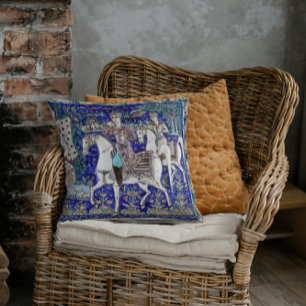  Knights Romance Sky Blue White    Throw Pillow