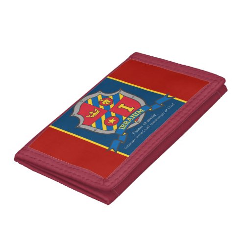 Knights shield Ibrahim name meaning red blue  Trifold Wallet