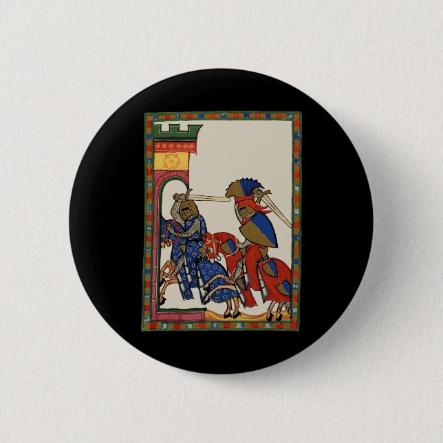 Knights Storming The Castle, 14th Century Button (Front)