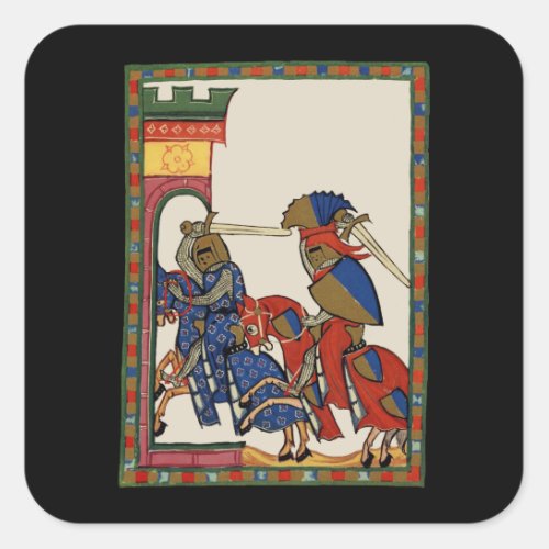 Knights Storming The Castle 14th Century Square Sticker
