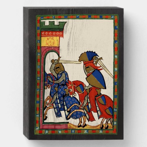 Knights Storming The Castle 14th Century Wooden Box Sign