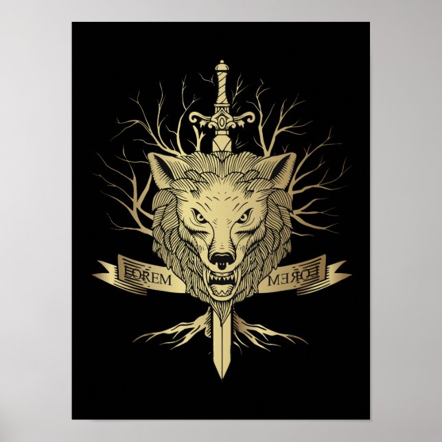 Knight's Sword and Wolf Head Emblem  Poster (Front)