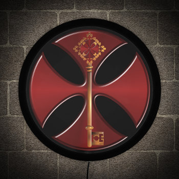 Knights Templar Cross And Key Led Sign by colorwash at Zazzle