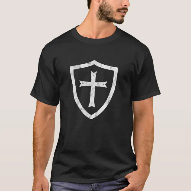 Oak Island T Shirt - Varsity Style Templar Cross Red Print Oak Island T Shirt - Varsity Style Templar Cross Red Print