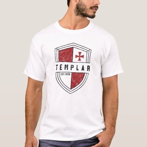 Knights Templar Cross and Shield Vintage Medieval T_Shirt