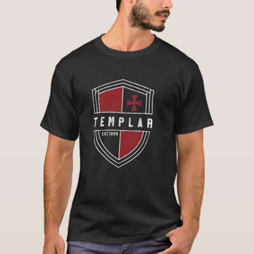 Knights Templar Cross and Shield Vintage Medieval T_Shirt