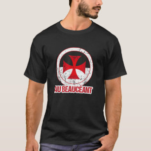 Knights Templar Cross Beauseant Battle Cry Crusade T-Shirt