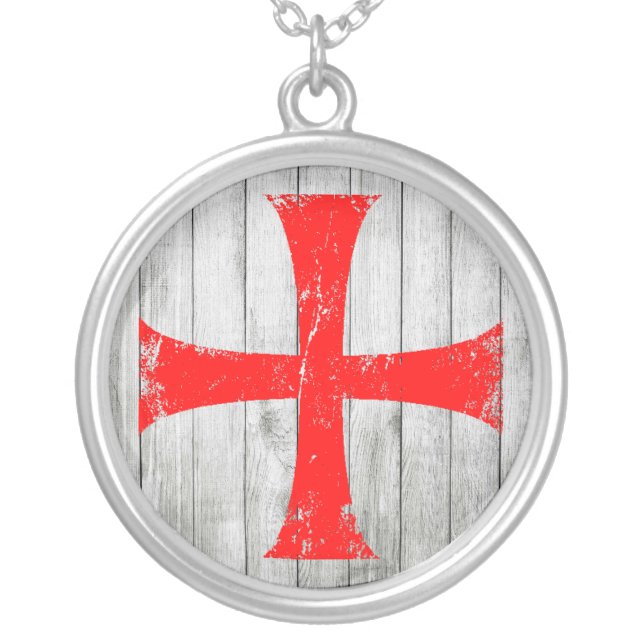 Knights Templar Cross Silver Plated Necklace (Front)