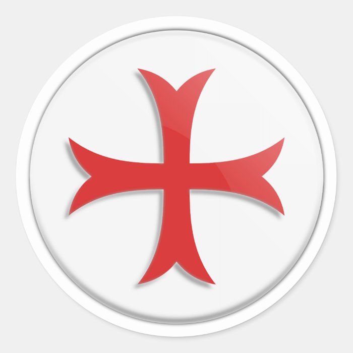 Knight's Templar Cross Symbol Round Stickers