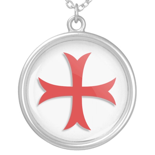 Knight's Templar Cross Symbol Silver Plated Necklace (Front)