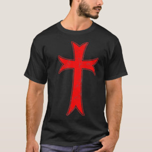 Knights Templar Crusader Distressed Cross Medieval T-Shirt