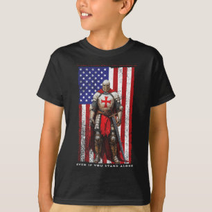 Knights Templar Crusader Valor American Flag 4th O T-Shirt