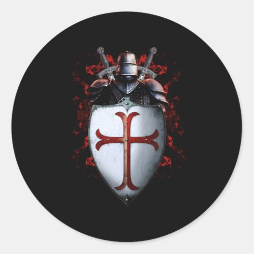 Knights Templar Flag Helmet Cross Sword Classic Round Sticker