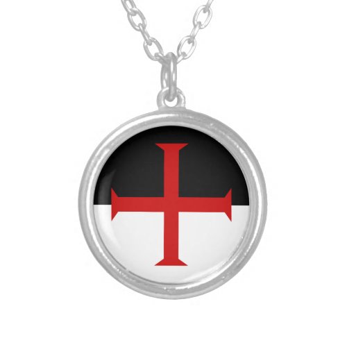 Knights Templar Flag Silver Plated Necklace