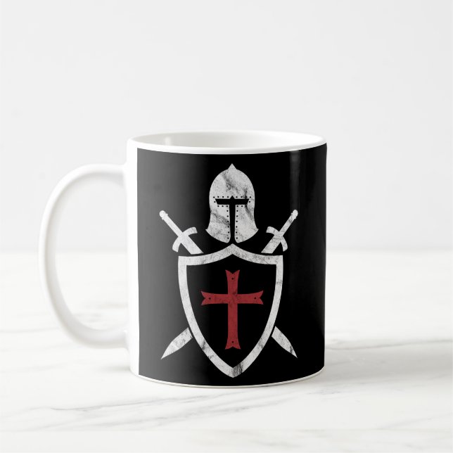 Knights Templar Helmet Cross And Sword Medieval Cr Coffee Mug (Left)