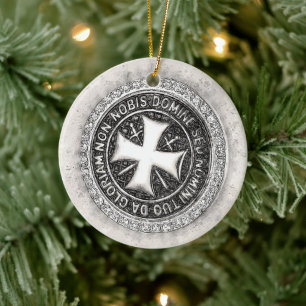 Knights Templar Medieval Cross Seal Custom Design Ceramic Ornament