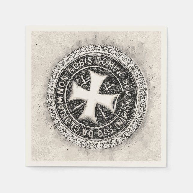 Knights Templar Medieval Cross Seal Custom Design Napkins (Front)