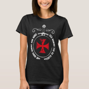 Knights Templar Motto Templar Cross and Sword  Kni T-Shirt