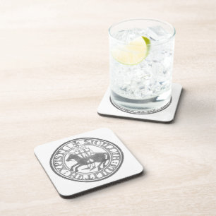 Knights Templar Seal Two Knights Horse Medallion Beverage Coaster