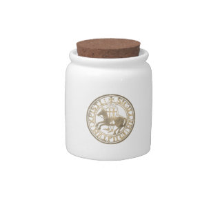 Knights Templar Seal Two Knights Horse Medallion Candy Jar