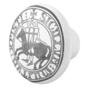 Knights Templar Seal Two Knights Horse Medallion Ceramic Knob